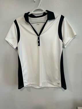 Women’s White and Black Short Sleeve Polo Top
